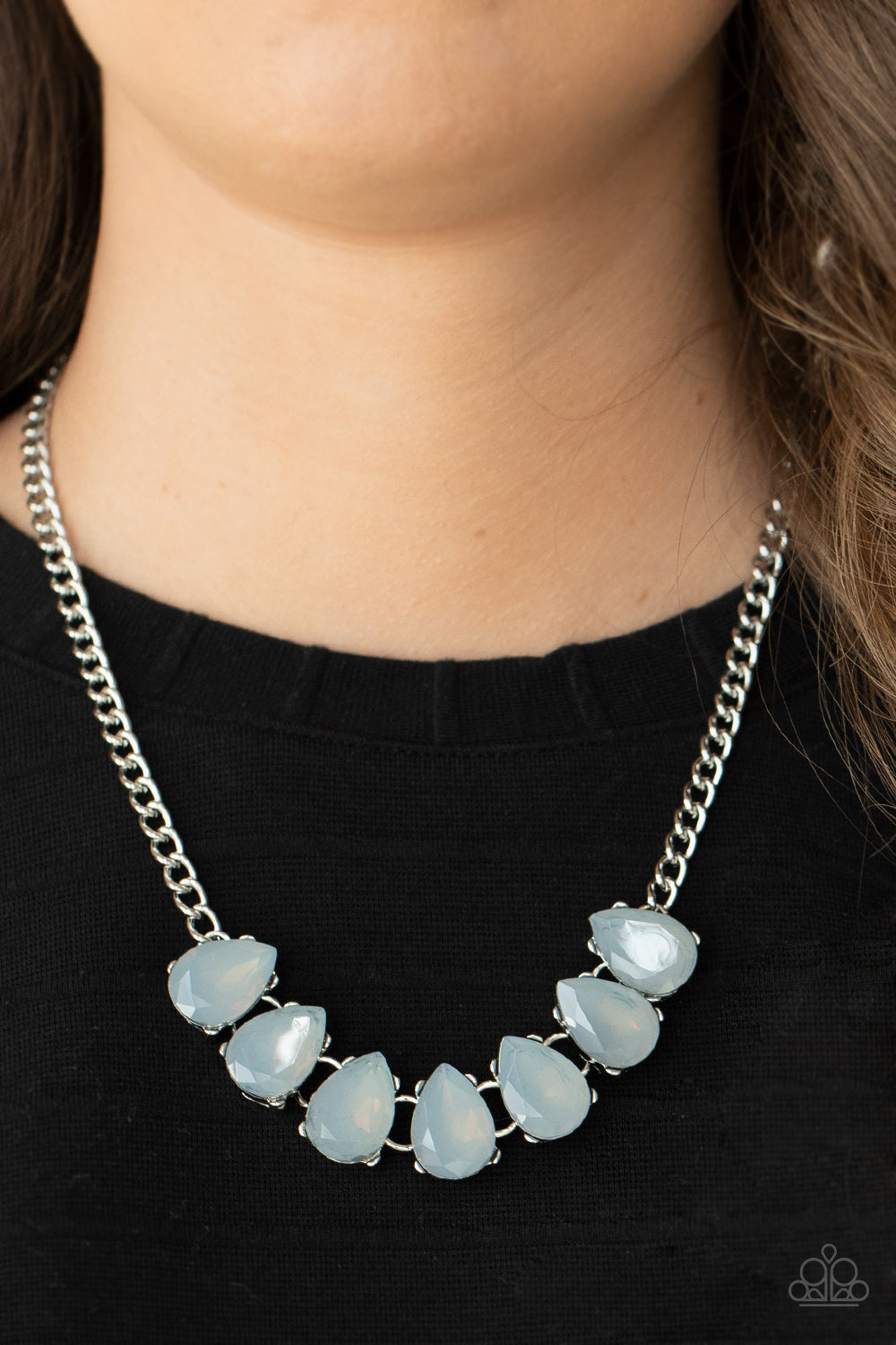 Above The Clouds - Silver w/heavenly cloudy teardrop gems Necklace