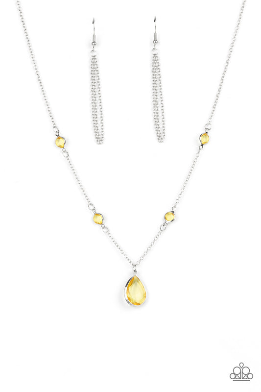Romantic Rendezvous - Silver with Yellow Gems Necklace