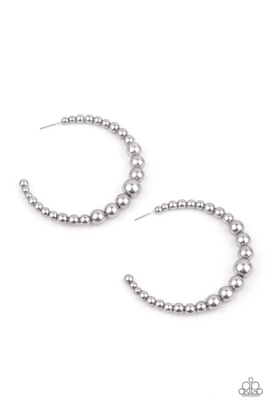 Glamour Graduate - Silver Bead Earrings