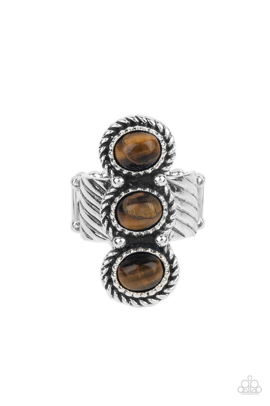 Peaceful Paradise - Silver w/Brown Tiger's Eye stones Ring