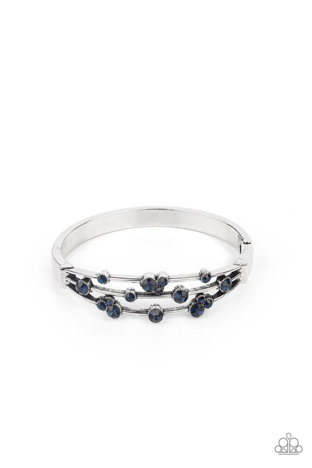 Cosmic Candescence Bracelet - Silver w/Navy Blue Gems - Hinged