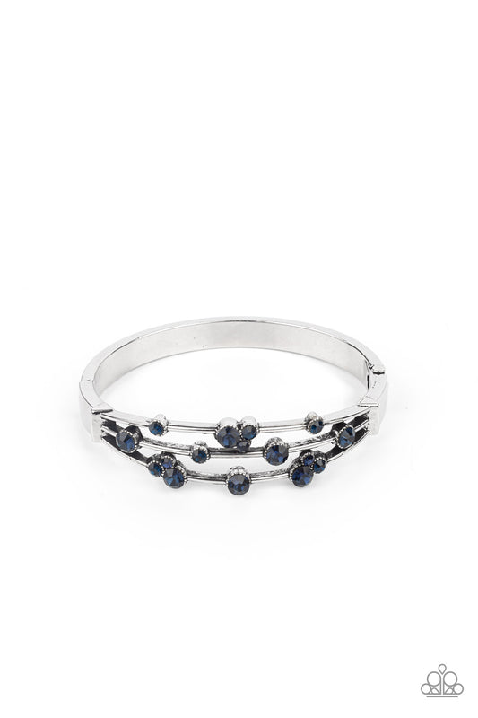 Cosmic Candescence Bracelet - Silver w/Navy Blue Gems - Hinged