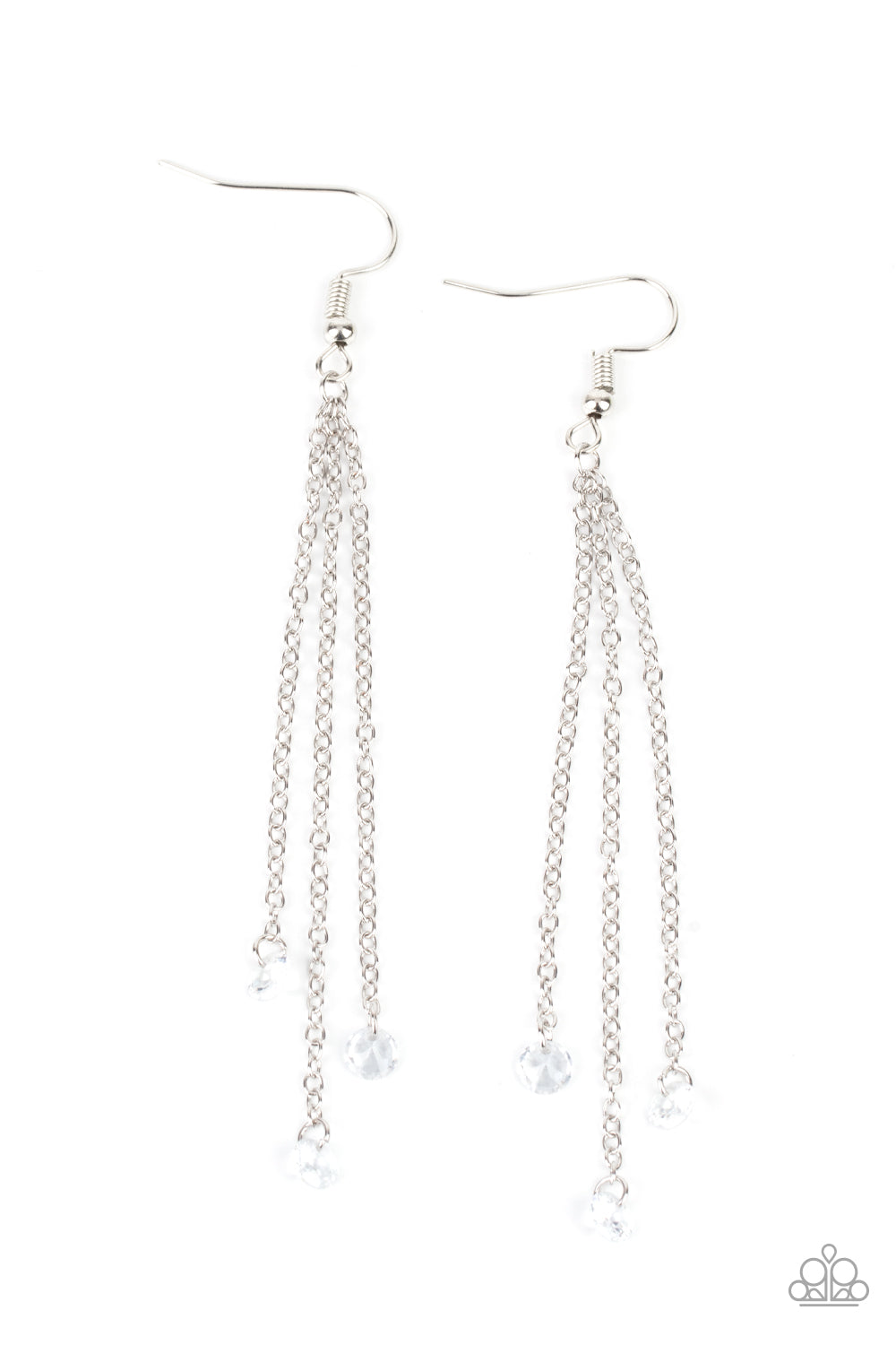 Divine Droplets Earrings - Silver w/Clear Rhinestones