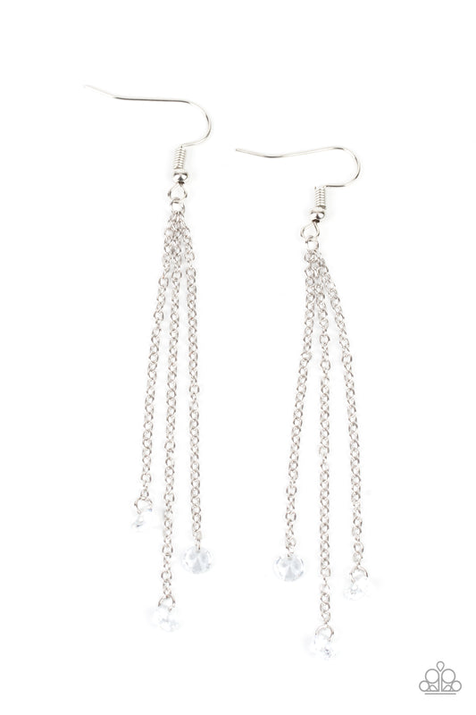 Divine Droplets Earrings - Silver w/Clear Rhinestones
