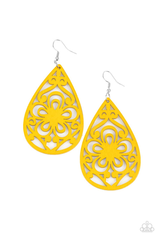 Marine Eden Earrings - Yellow Wood Earrings