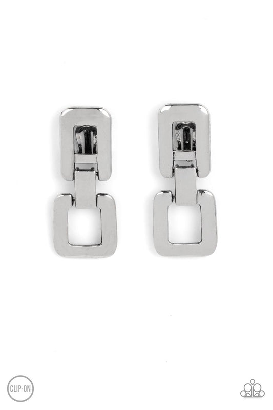 FRAME-ous Last Words - Silver Clip-on Earrings - Paparazzi Accessories