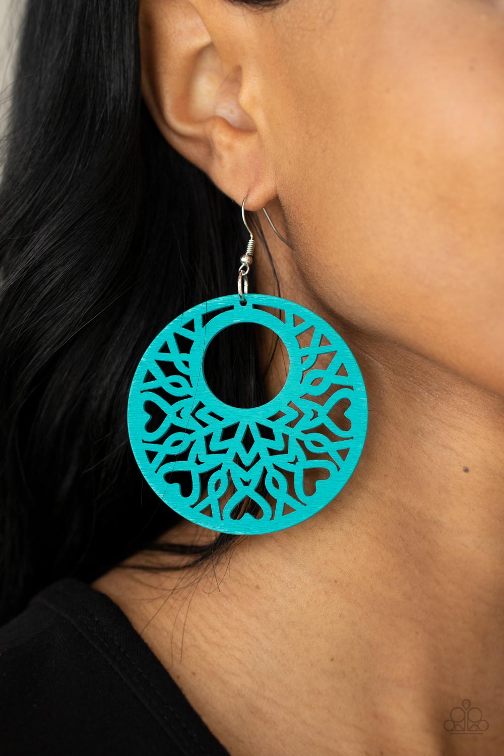 Tropical Reef - Teal Blue Wood Earrings