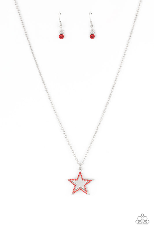 American Anthem - Silver with Red Necklace
