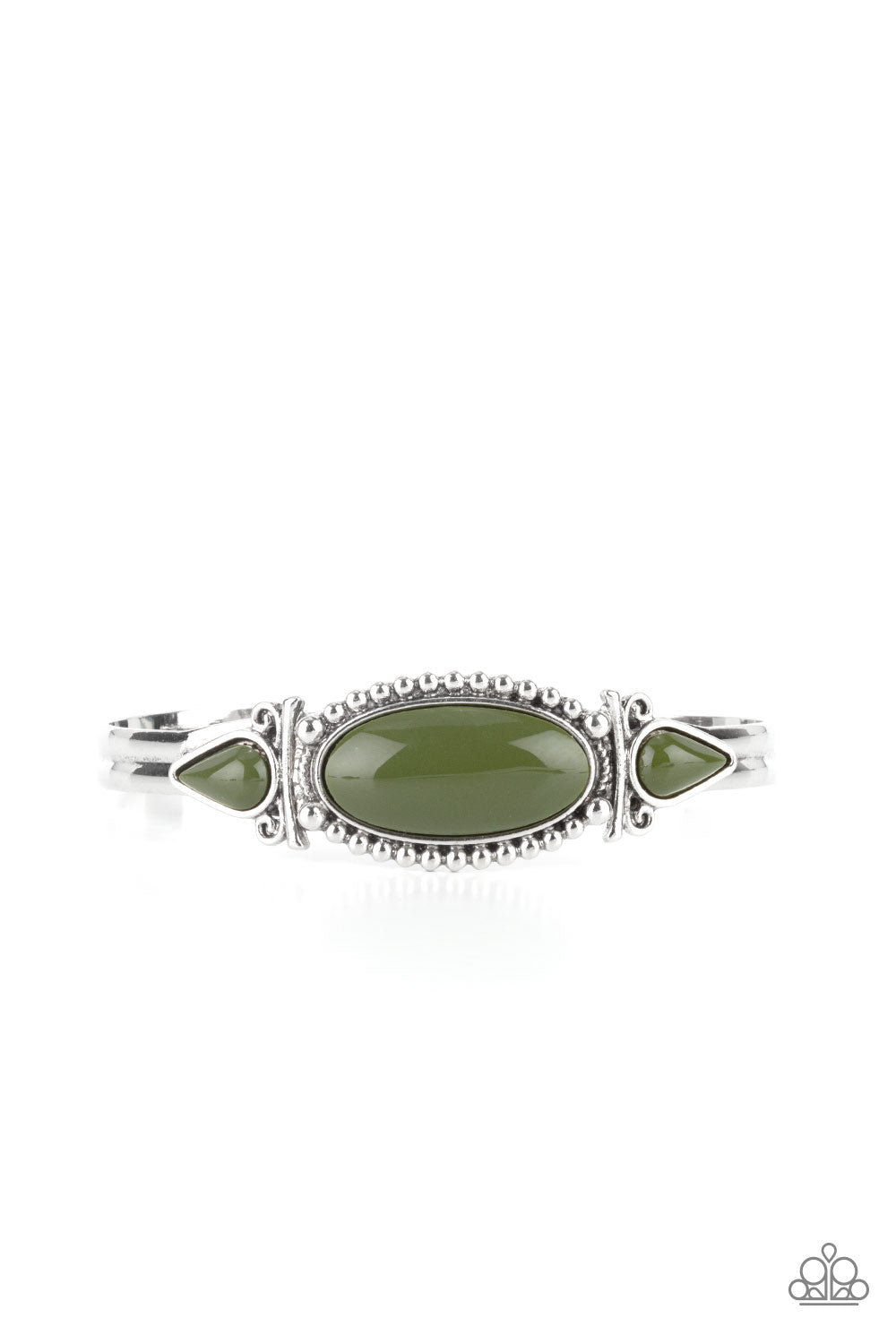 Tribal Trinket - Silver w/Green Bracelet