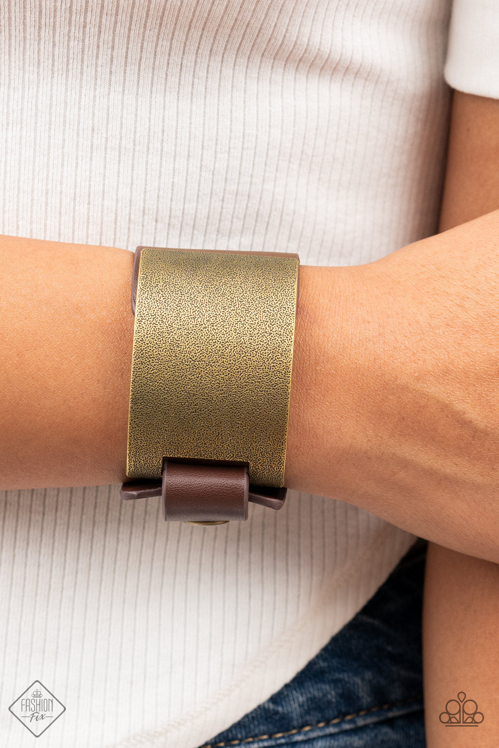 Studded Synchronism - Brown with Brass Bracelet