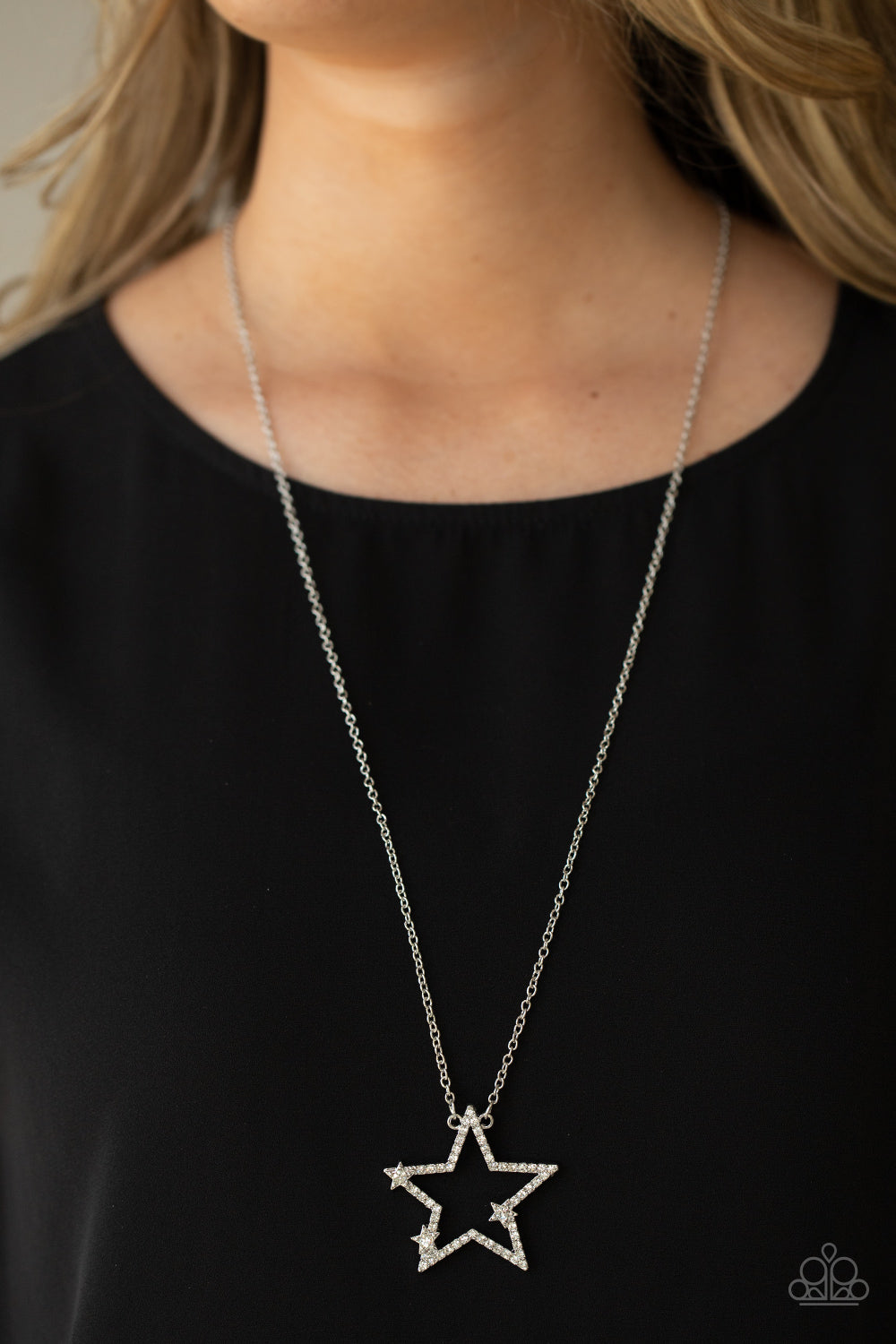 I Pledge Allegiance to the Sparkle - Silver w/White Gems Necklace