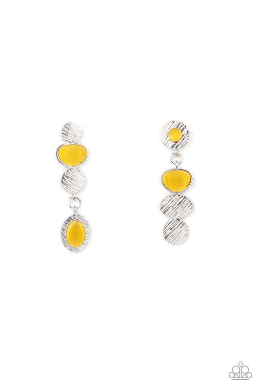 Asymmetrical Appeal - Silver w/Yellow Earrings
