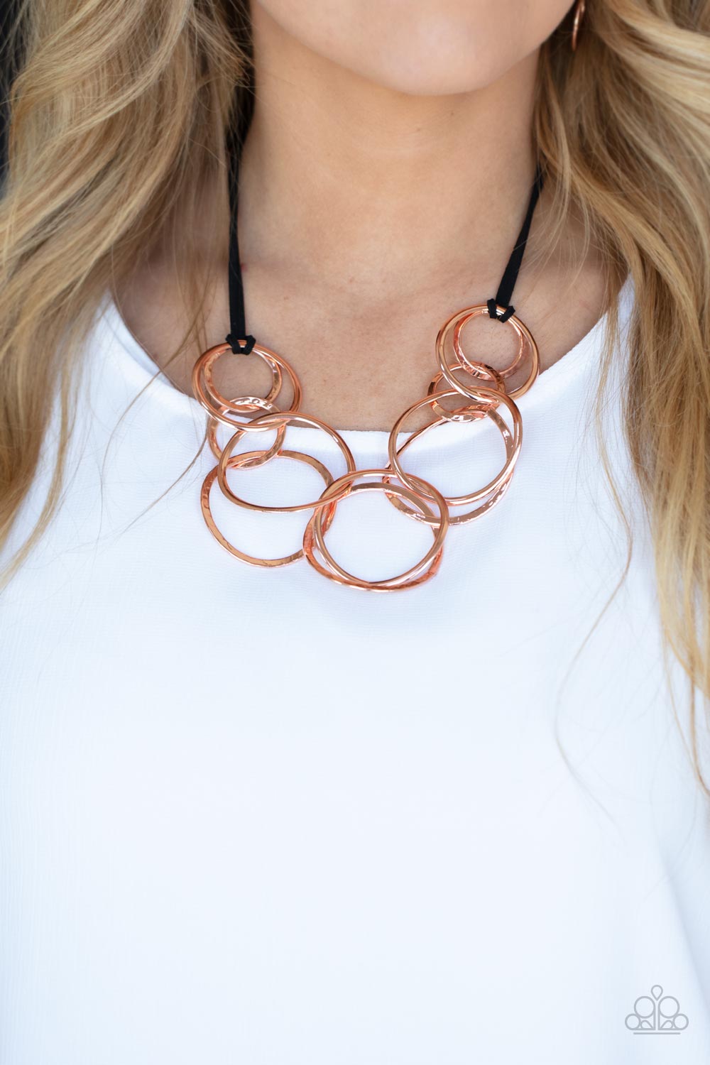 Spiraling Out of COUTURE - Black Suede w/Bright Copper Necklace