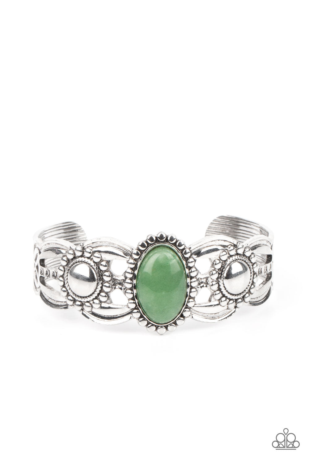 Solar Solstice -Silver w/Green (jade color) Bracelet