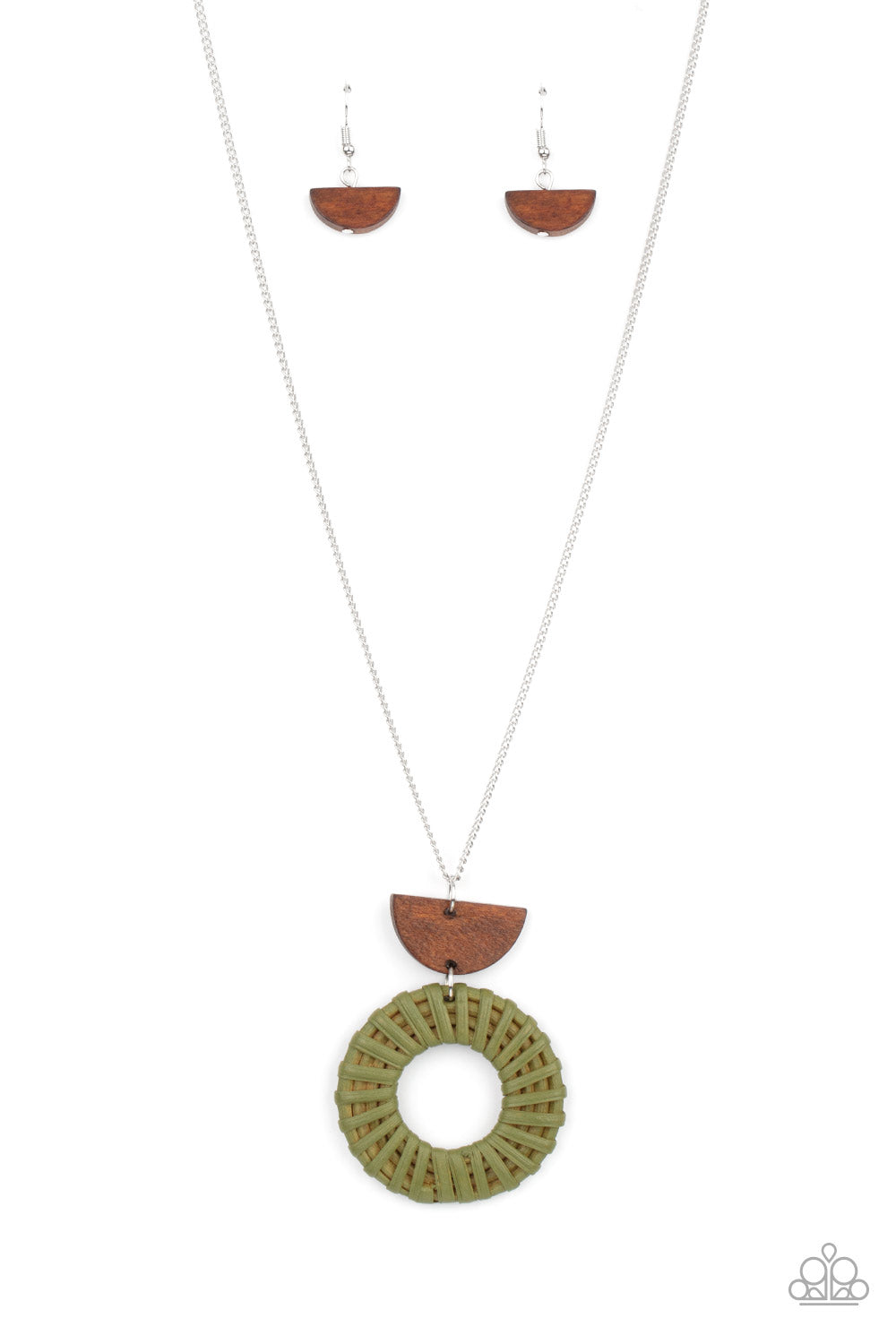 Homespun Stylist - Wood w/Green Necklace