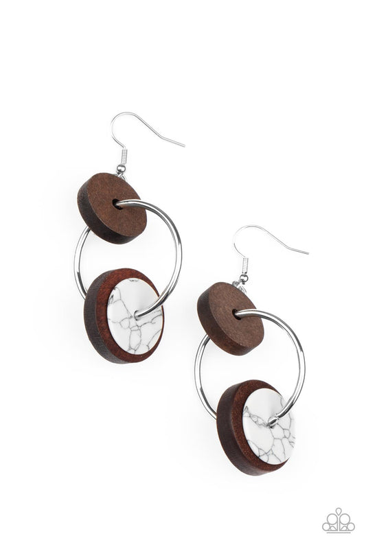 Artisanal Aesthetic - Silver w/ Wood & White Earrings