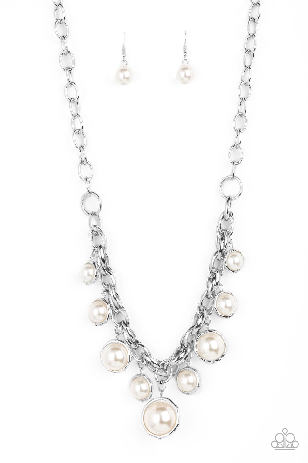 Revolving Refinement - Silver w/White Pearls Necklace