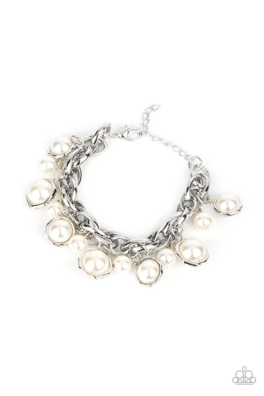 Orbiting Opulence -Silver w/White Pearls Bracelet