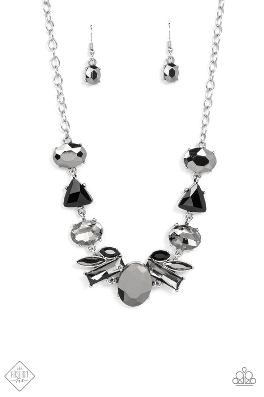Modern Day Marvel - Silver w/Hematite & Black Rhinestones Necklace