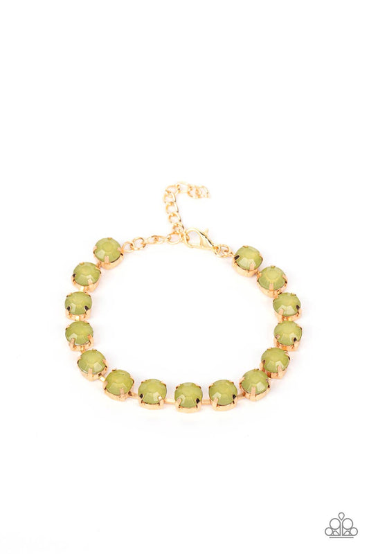 Dreamy Debutante - Gold w/Green Bracelet - Paparazzi Accessories
