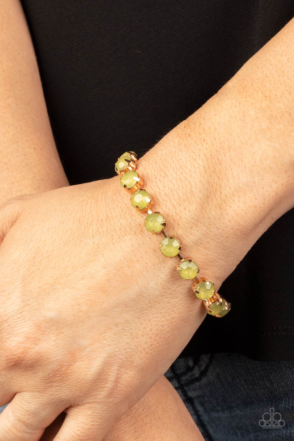 Dreamy Debutante - Gold w/Green Bracelet - Paparazzi Accessories