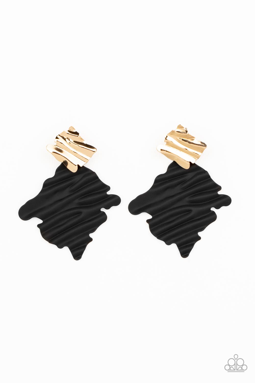 Crimped Couture - Gold w/Black Earrings