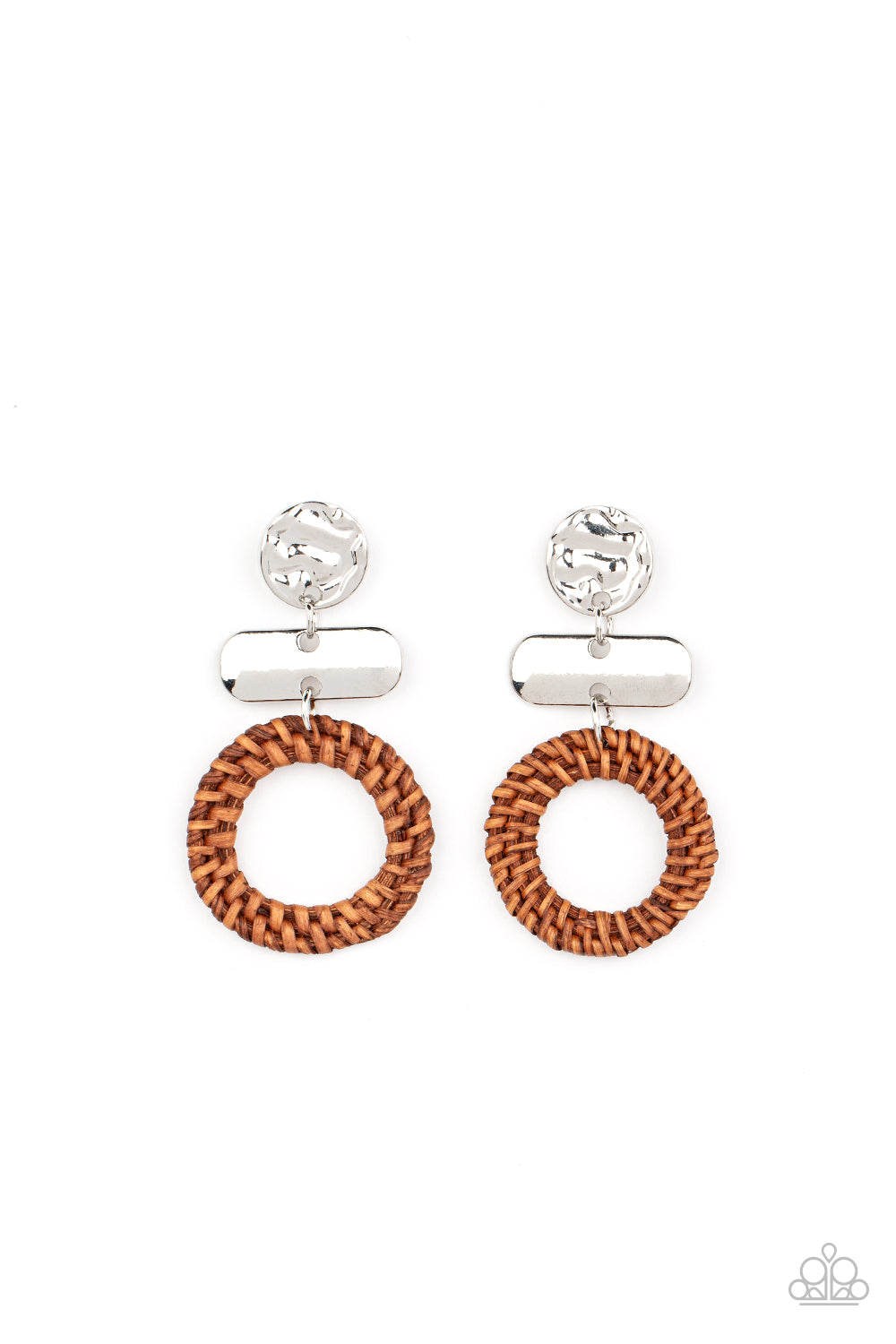 Woven Whimsicality - Silver w/Brown Earrings