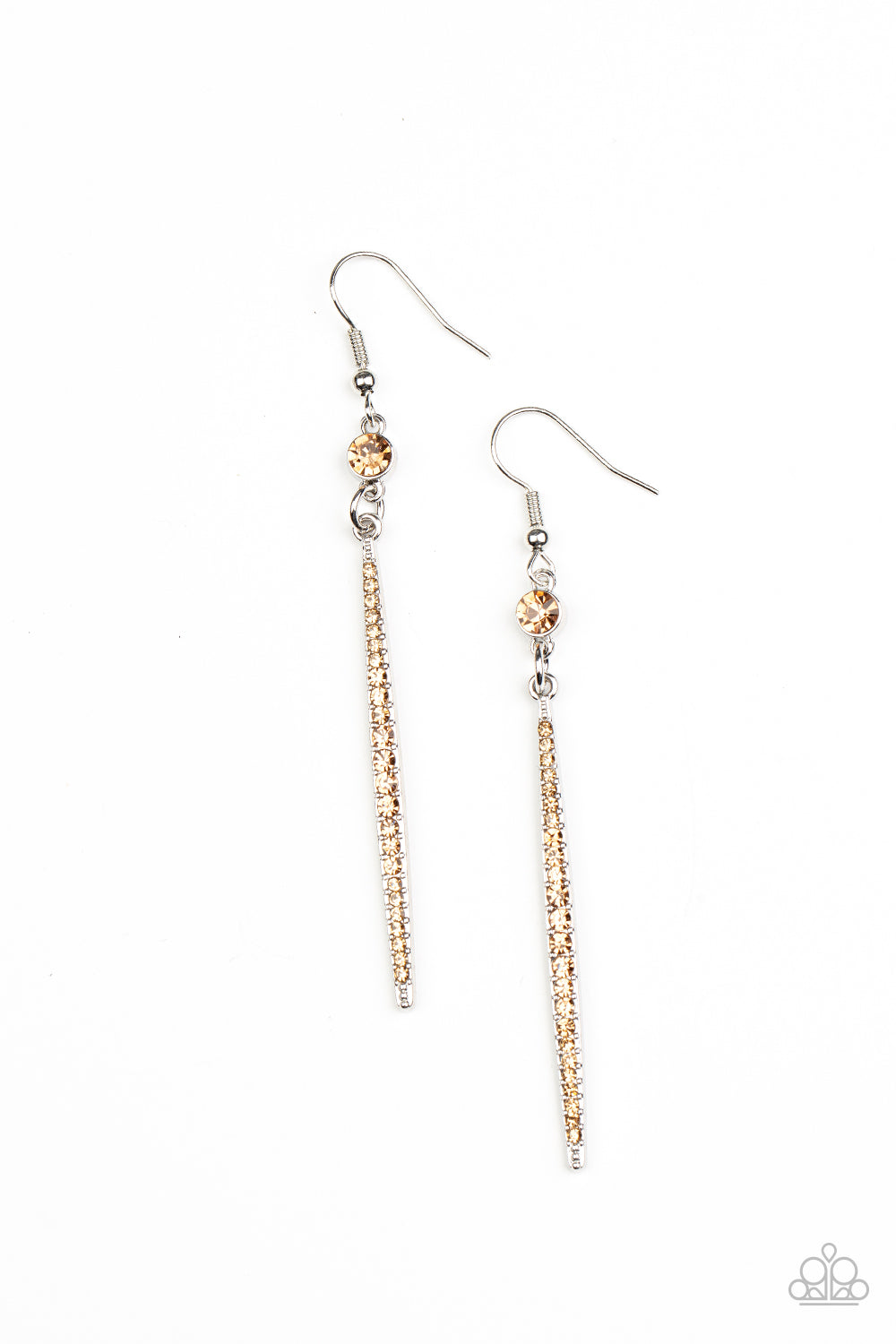 Skyscraping Shimmer - Silver w/Brown Gems Earrings