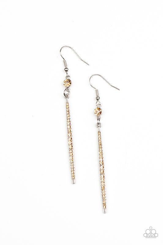 Skyscraping Shimmer - Silver w/Brown Gems Earrings