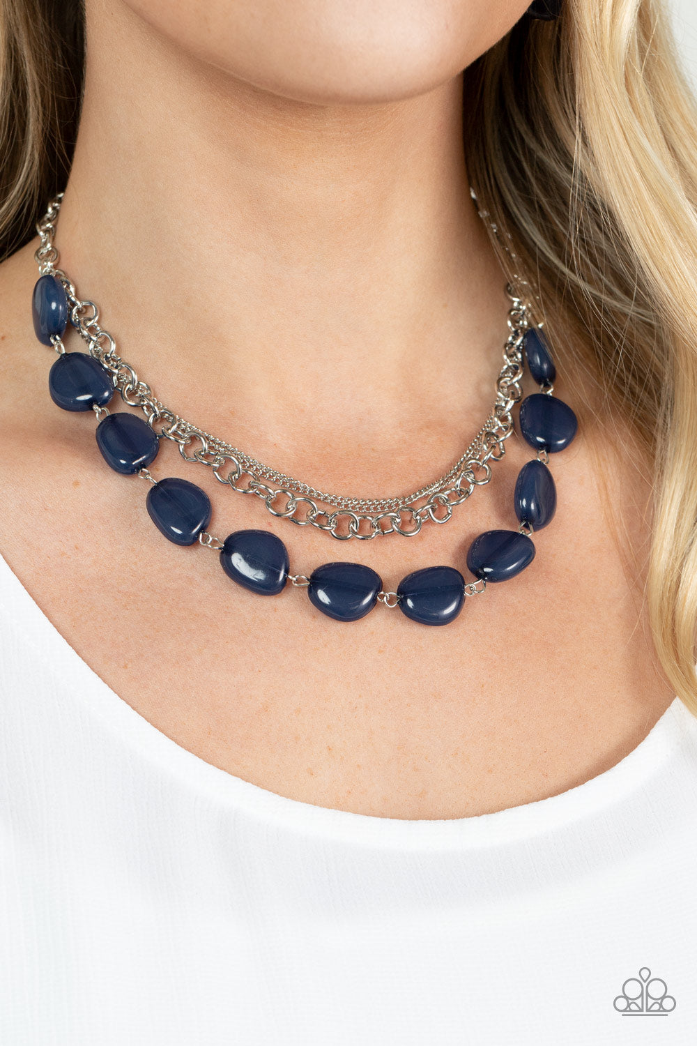 Pumped Up Posh - Silver w/Blue Necklace