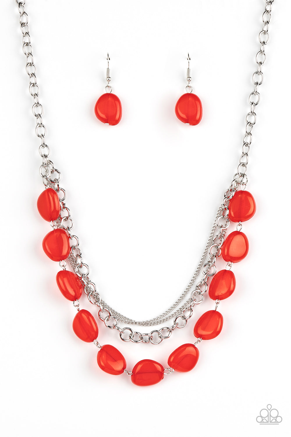 Pumped Up Posh - Silver w/Red Necklace