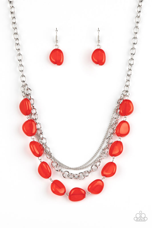 Pumped Up Posh - Silver w/Red Necklace