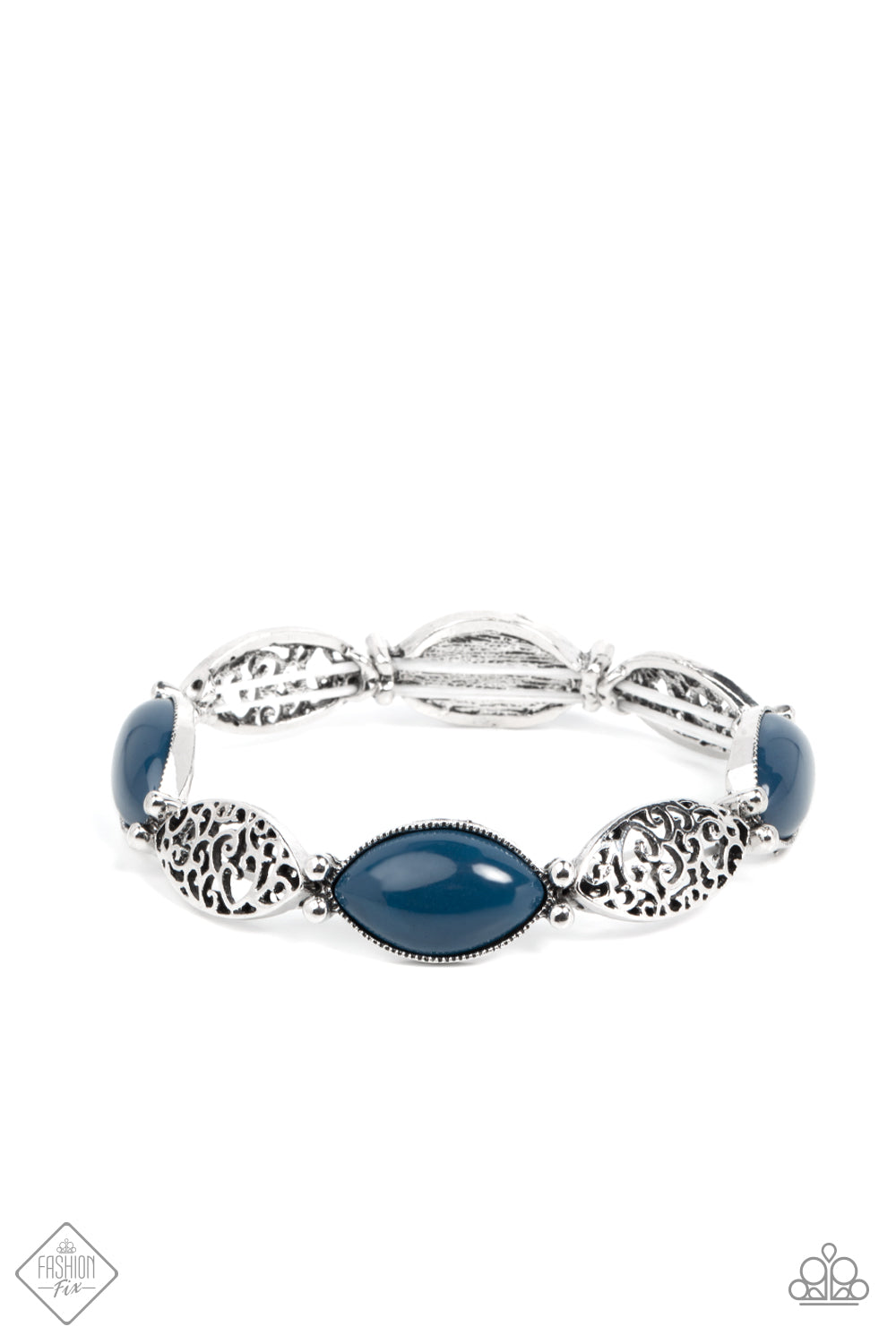 Garden Rendezvous Bracelet - Silver w/Navy Blue