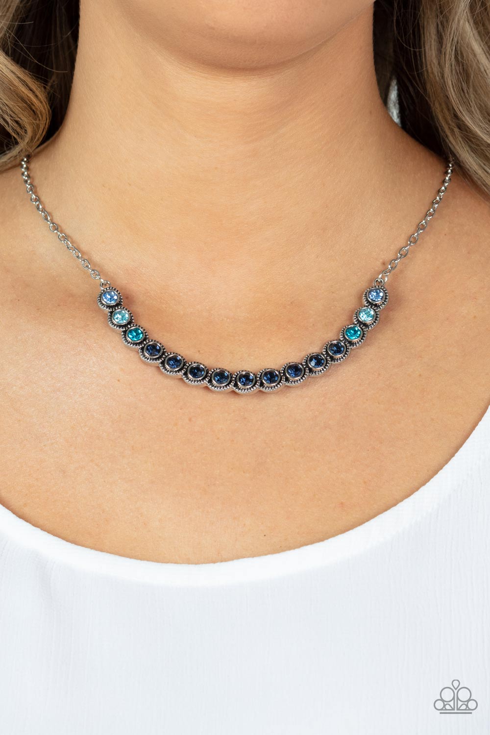 Throwing SHADES - Silver w/Blue Necklace
