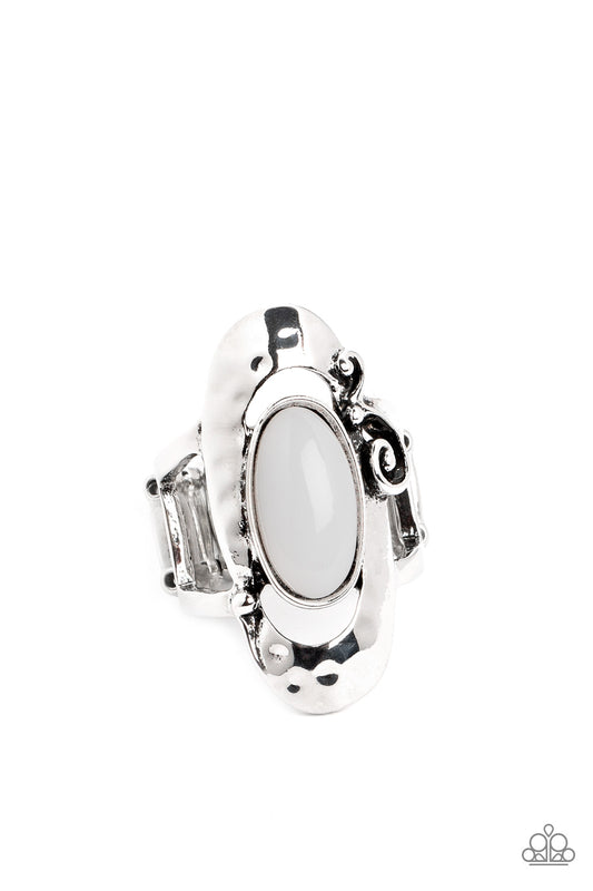 Garden Oasis Ring  - Silver w/White
