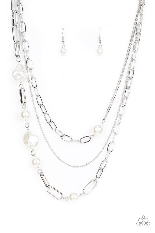 Modern Innovation - Silver w/White Necklace