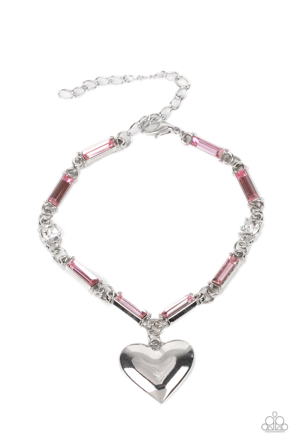 Sweetheart Secrets - Silver w/Pink Heart Bracelet