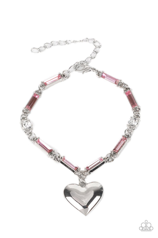 Sweetheart Secrets - Silver w/Pink Heart Bracelet