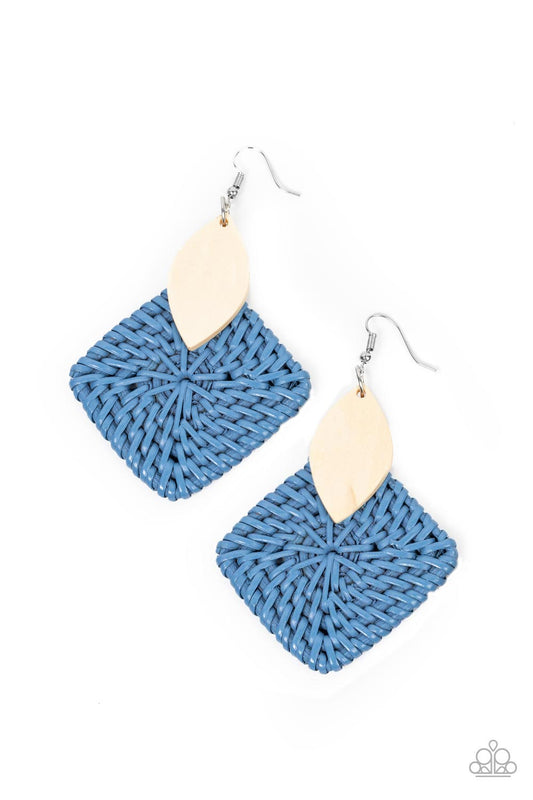 Sabbatical WEAVE - Wood w/Blue Earrings
