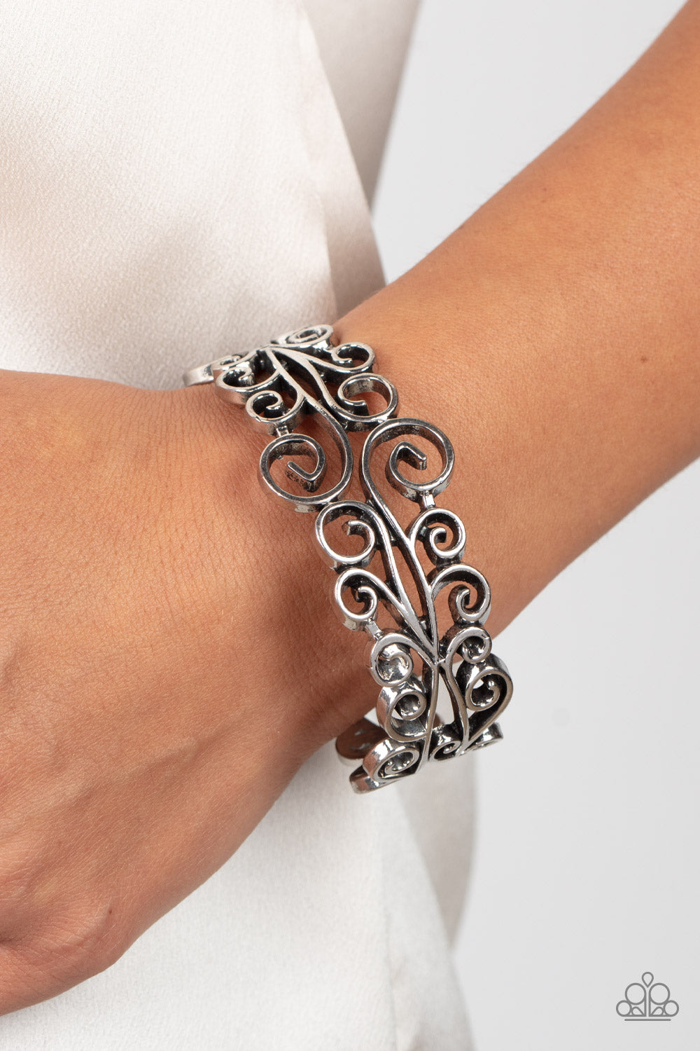 Dressed to FRILL - Silver Bracelet -  Hinged