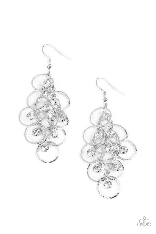 Head Rush - Silver w/White Rhinestones Earrings