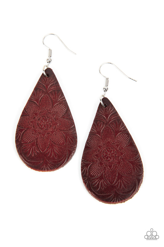 Subtropical Seasons - Brown Leather Earrings