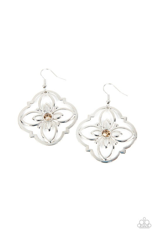 Treasure GROVE - Silver w/Brown Gem Earrings