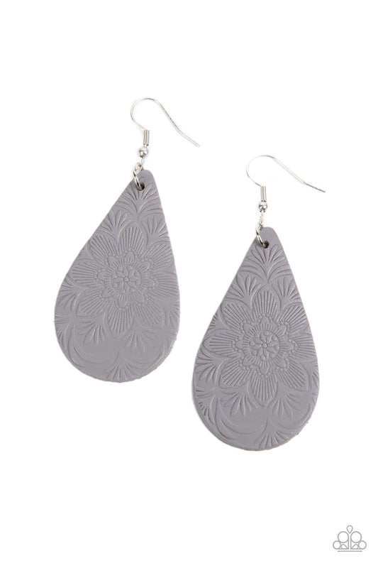Subtropical Seasons - Silver Leather Earrings