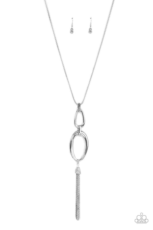 Elegantly Entrancing - Silver White Rhinestones Necklace
