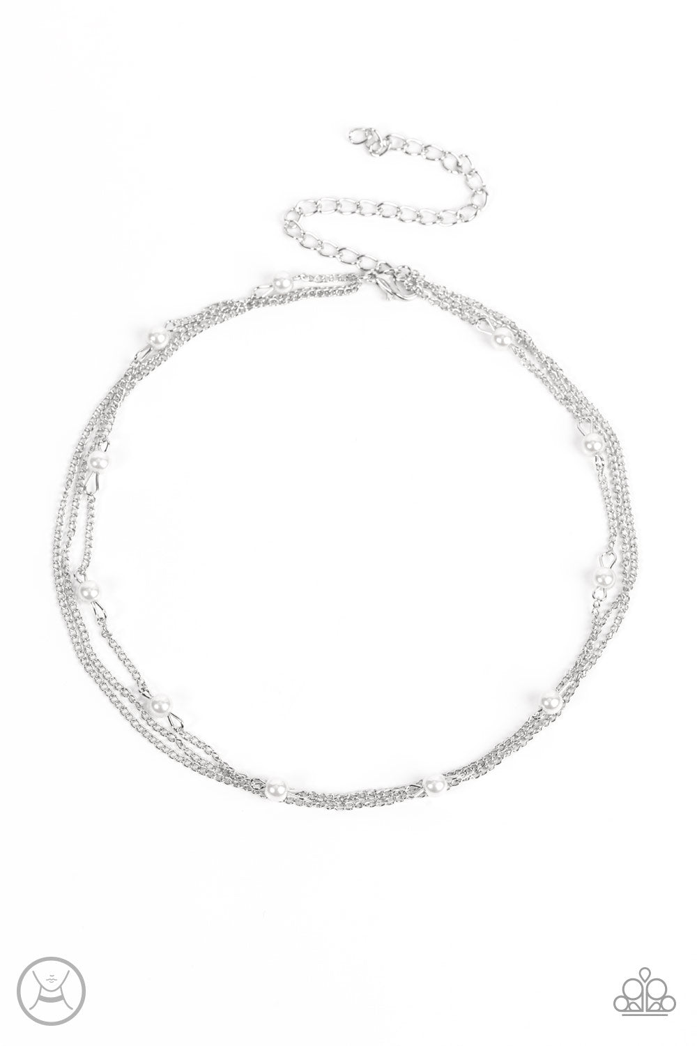 Daintily Dapper - Silver with White Pearls Necklace