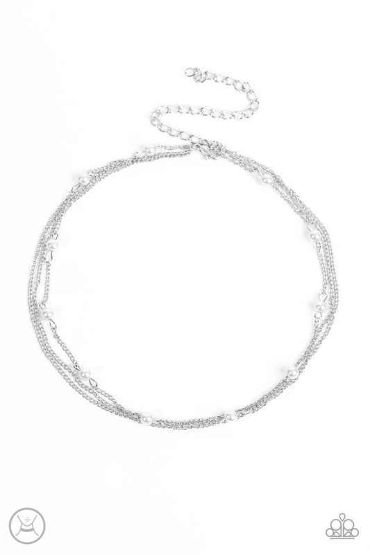 Daintily Dapper - Silver with White Pearls Necklace