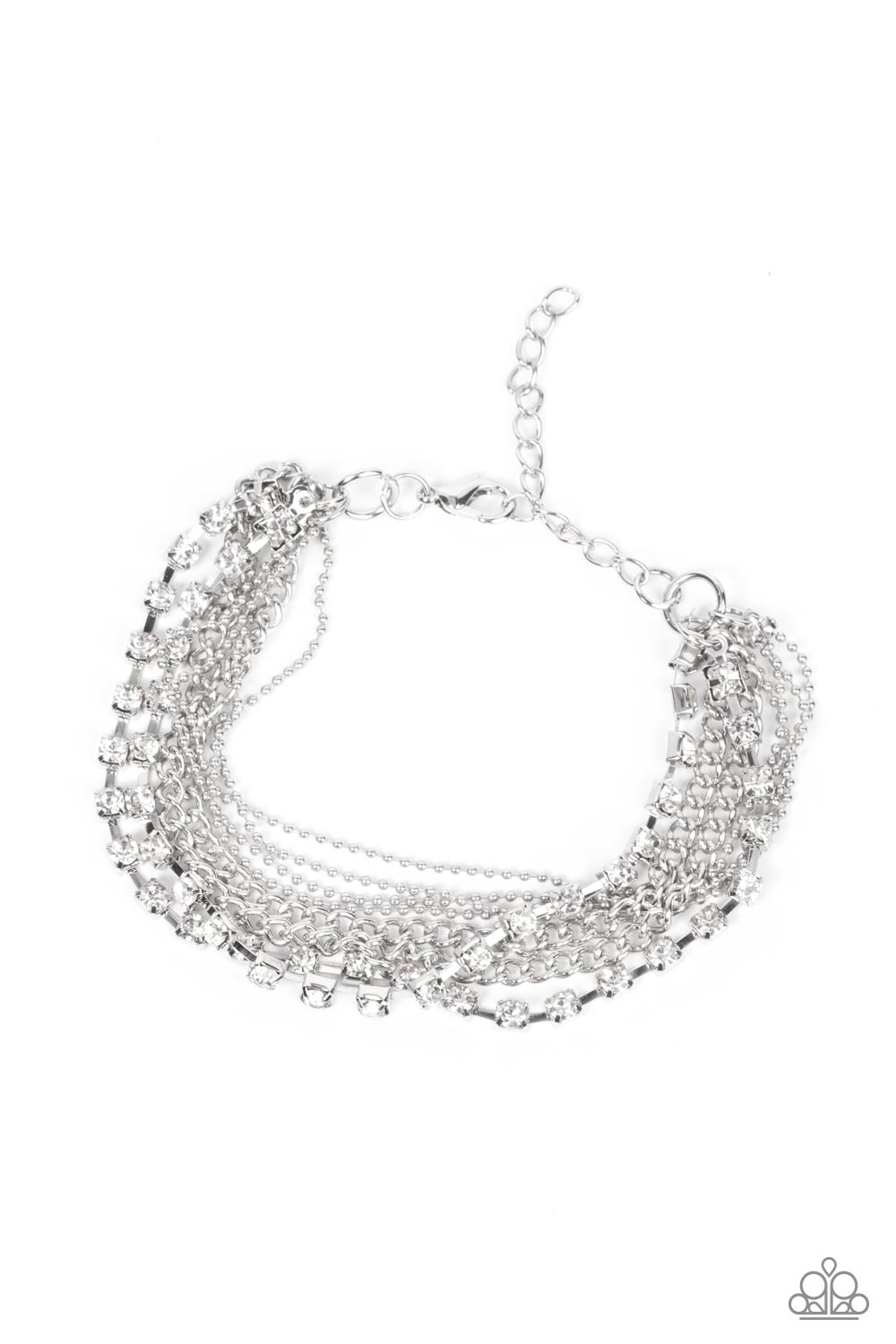 Secretly Sassy - Silver w/White Rhinestones Bracelet