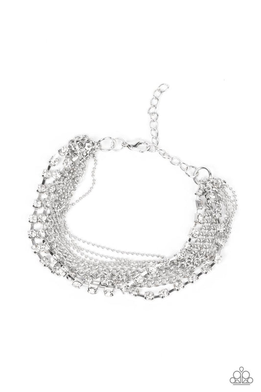 Secretly Sassy - Silver w/White Rhinestones Bracelet