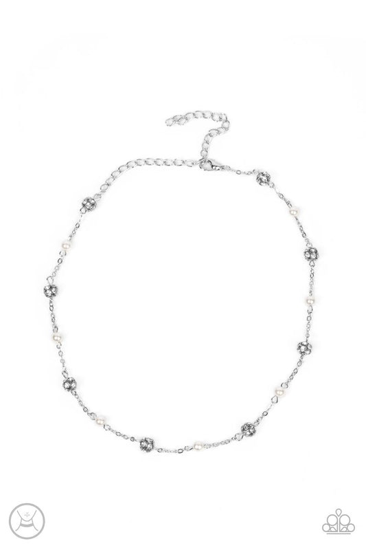 Rumored Romance - Silver with White Rhinestones Necklace